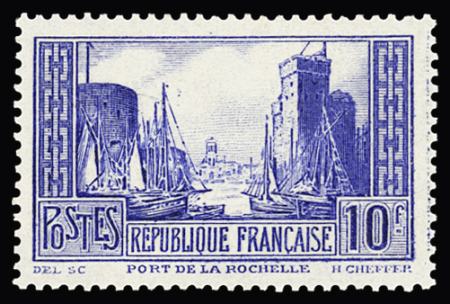 N°261c 10 f. bleu, Type II, La rochelle, neuf sans