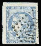 N° 46B 20c bleu Report II, variété "boule sous le