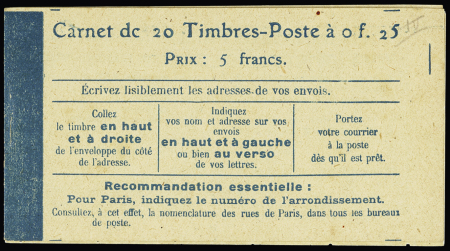 N° 140-C1 Carnet de 20 timbres à 0f.25, SUP, R