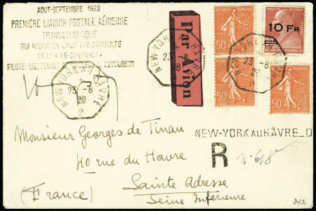 N° 3 10F sur 90c Berthelot + 3 Semeuse 50c obl. càd