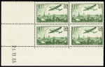 N°14a 50F vert en bloc de 4 coin-daté 23.12.35,