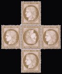N° 58c 10c brun s. rose TETE-BECHE au milieu d'une