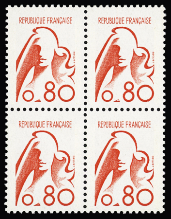 N° 1841A 80c rouge, Marianne de Béquet, NON EMIS,