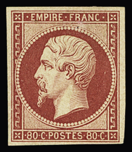 N° 17A 80c carmin, infime trace de charnière, quasiment