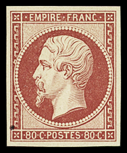 N° 17Ah 80c carmin, Tirage spécial de 1862, neuf