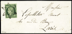 N° 2b 15c vert foncé bol. étoile sur lettre de Paris,