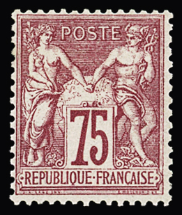 N° 71 75c carmin Type I, peut-être une trace de charnière