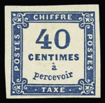 N°7a 40C BLEU DE PRUSSE, TTB, R. Signé Calves