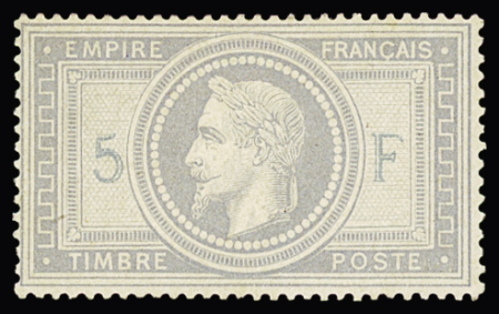 N°33A 5F violet-gris, 5 et F en bleu, TTB, R. Signé