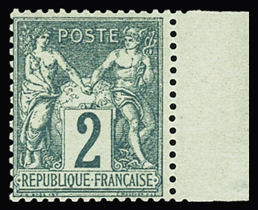 N° 62 2c vert Type I, bdf,  neuf sans charnière,