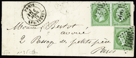 N° 35 5c vert pâle s. bleu x" (paire + isolé) sur