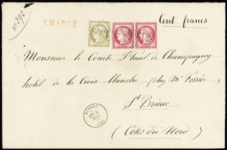 N° 56 + 57 en paire sur lettre chargée de Dinard
