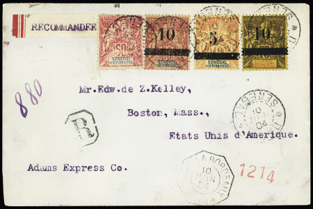 1904 Envelope recommandée de Dakar pour New York avec