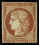 N° 7 1F vermillon, neuf sans gomme, filets intacts,
