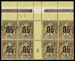 N° 94A Variété Chiffres espacés 05 sur 2c brun