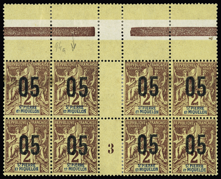 N° 94A Variété Chiffres espacés 05 sur 2c brun