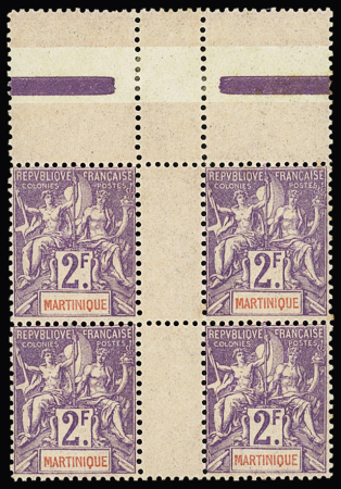 N° 50 2F violet en bloc de 4 hdf sans millésime,