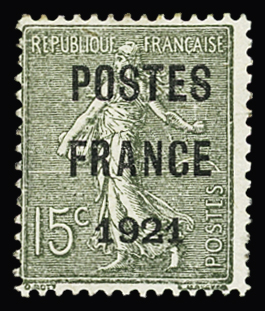 N° 34 15c vert-olive, TB, R. Signé Calves, cert.