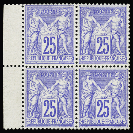 N° 78 25c bleu Type I en bloc de 4 bdf, très bien