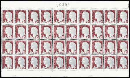 N° 1263i 25c gris clair et carmin foncé, feuillet