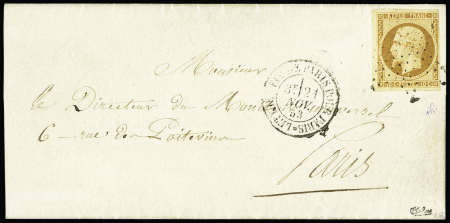 N° 9 10c bistre-jaune OBL étoile muette + CAD "Lettre