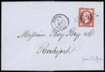 N° 17b 80c rose, OBL GC 1065 + T15 "Cognac (15)" (7