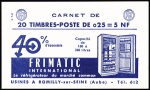 Série complète de 22 carnets 25c Marianne de Decaris