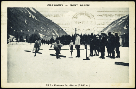 CPA "Courses de vitesse" avec 10c Semeuse obl. mécanique