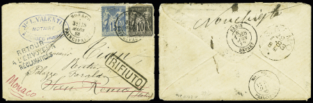 Timbres de France N° 89 + 90. 15c bleu et 10c noir