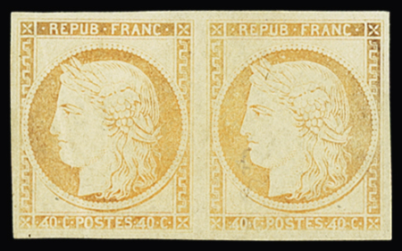 N° 5k 40c orange, Réimpression avec paire de la variété