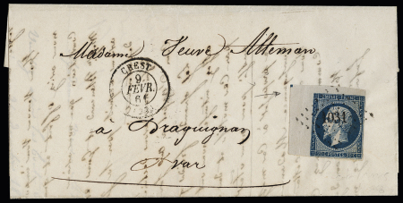 N° 14 20c bleu avec carré de repère sur le coin