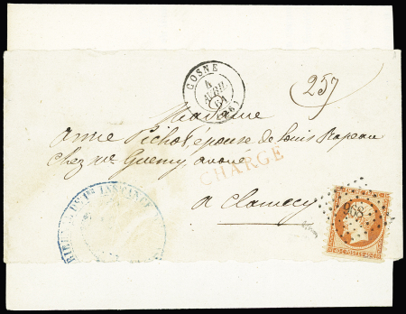 N° 16 40c orange vif PIQUAGE DE CLAMECY sur bande