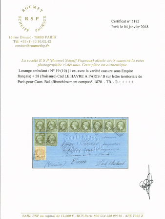 N° 19+28 1c vert-olive (x10 dont un avec variété