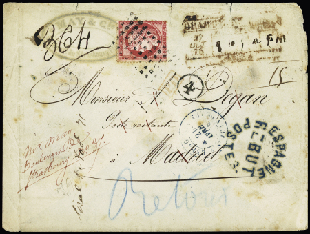 N° 57 obl. rouleau de gros points sur lettre chargée
