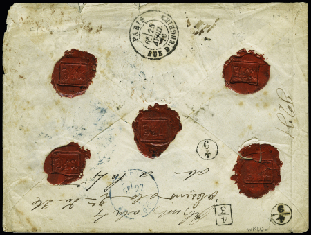 N° 57 obl. rouleau de gros points sur lettre chargée