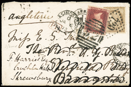 N°56 sur lettre de Cannes pour l'Angleterre, réexpédiée