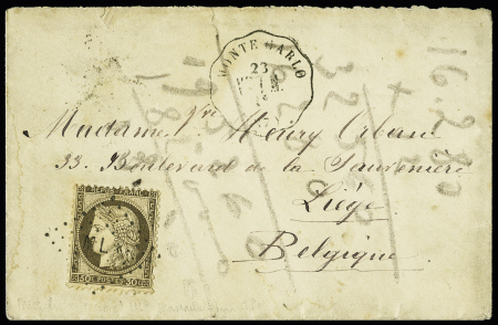 FRANCE N° 56 obl. losange ML sur lettre de Monaco