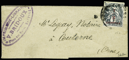 N° 157 1/2c s. 1c gris SEUL sur bande de Mayenne 1926