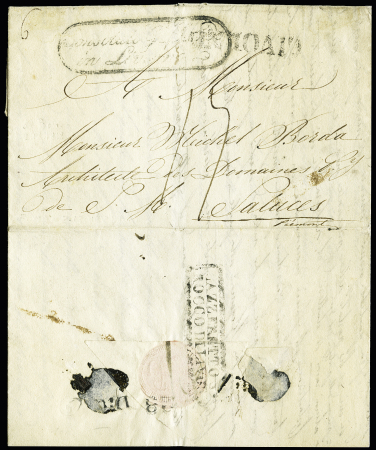 Lettre de Bône (2 dec 1828) pour Saluces (Piémont)
