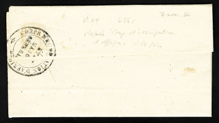 Lettre en franchise d'Alger (7 nov 1836) avec cach