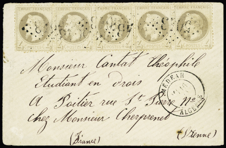 N°27, 4c gris Empire lauré en paire OBL CAD T17 "A