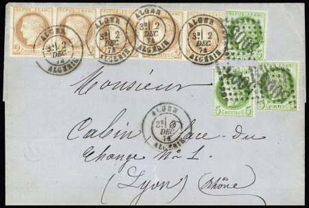 N°51, bande de 5 + n°53, 3 pièces OBL GC 5005 + CA