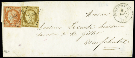 N° 1+5 obl. PC1360 sur lettre de Gaillefontaine (Seine
