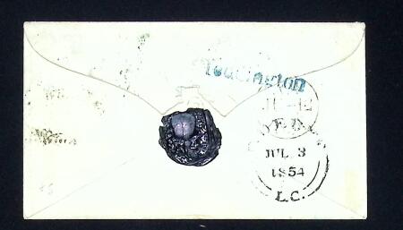 1847-54 1s green on cover to Canada, red "1d" postmarking,