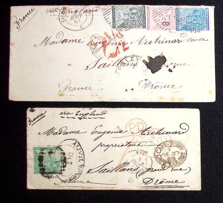1869-81, Three covers to the same address in Saillans