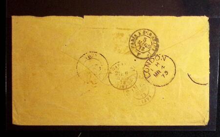 1873 Mixed franking envelope to France franked by Argentina