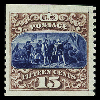 1875 Landing of Columbus 15c brown and blue, type III,