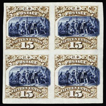 1875 Landing of Columbus 15c brown and blue, type III,