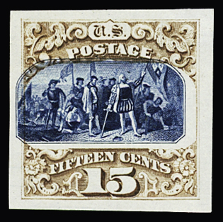 1875 Landing of Columbus 15c brown and blue, type III,