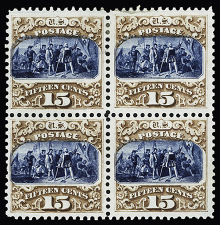 1875 Landing of Columbus 15c brown and blue, type III,